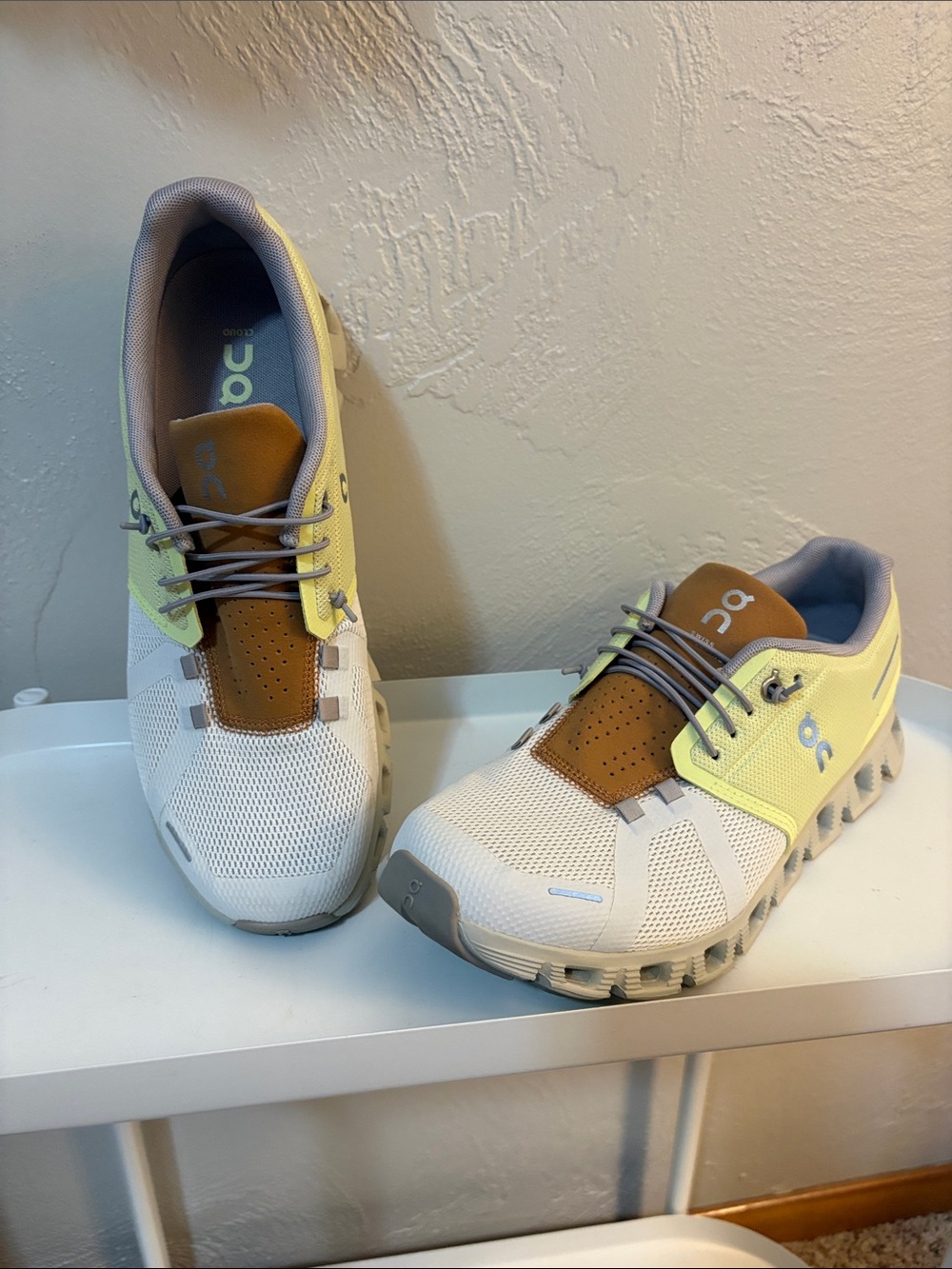 On Running Women's Athletic Sneakers in White, Yellow & Brown